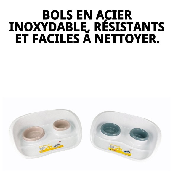 Dîner Set Plateau avec 2 Bols pour Animaux Élégant