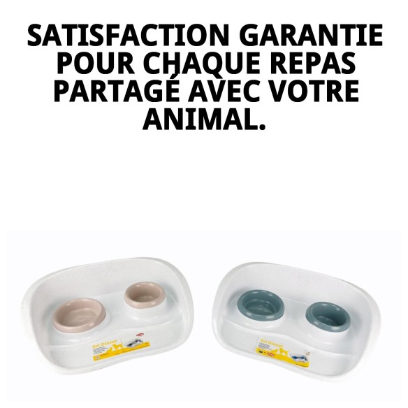 Dîner Set Plateau avec 2 Bols pour Animaux Élégant