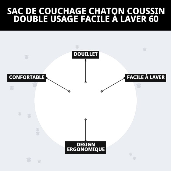Sac de sommeil pour chaton à double usage Easy Wash 60x50cm