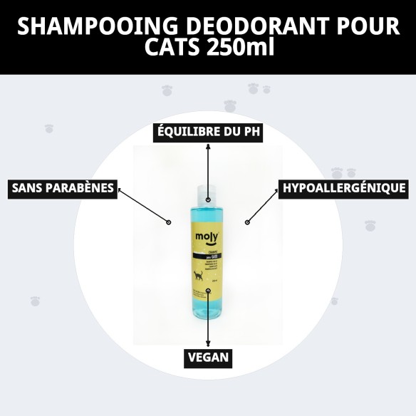 Shampooing Désodorisant pour Chats 250ml - Douceur et Brillance