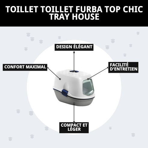 Casita Bandeja Toilet Furba Top Chic pour Animaux de Compagnie