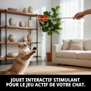 Canne interactive de 40 cm avec petit poisson pour le divertissement des animaux de compagnie. 2