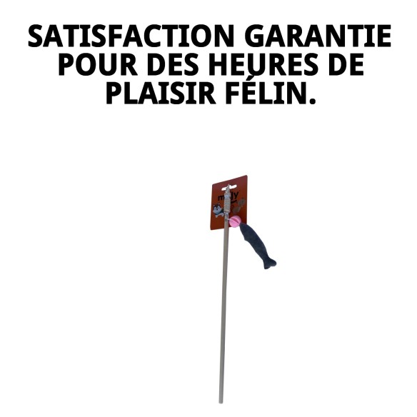 Canne interactive de 40 cm avec petit poisson pour le divertissement des animaux de compagnie.