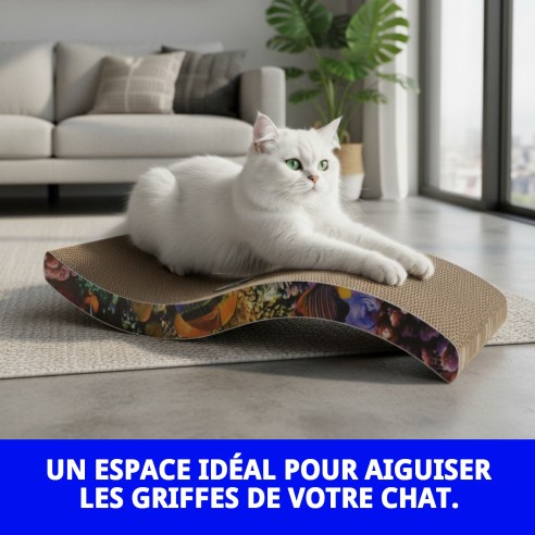 Griffoir Ondulé pour Chats 53x20,5 cm - Confort et Jeu