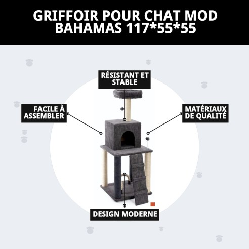 Griffoir pour chat Mod Bahamas : Style et Confort 117x55cm