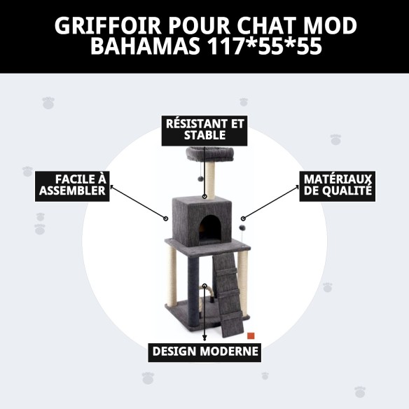 Griffoir pour chat Mod Bahamas : Style et Confort 117x55cm
