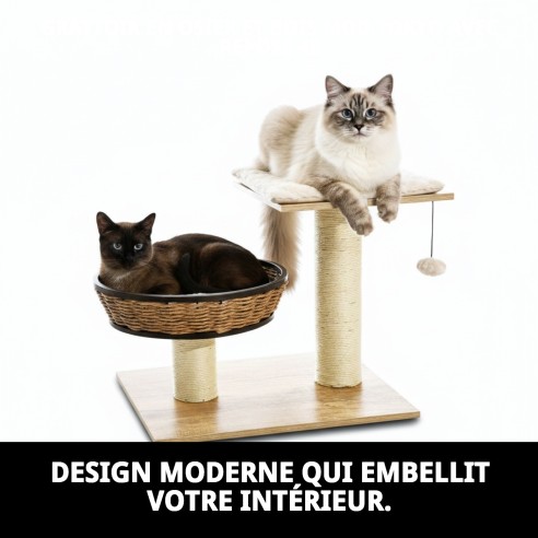 Griffoir en Osier et Bois Mod. Tokyo avec Repos 48 cm