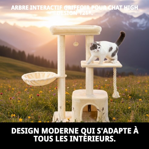 Griffoir pour chat Arbre interactif High Design 121 cm