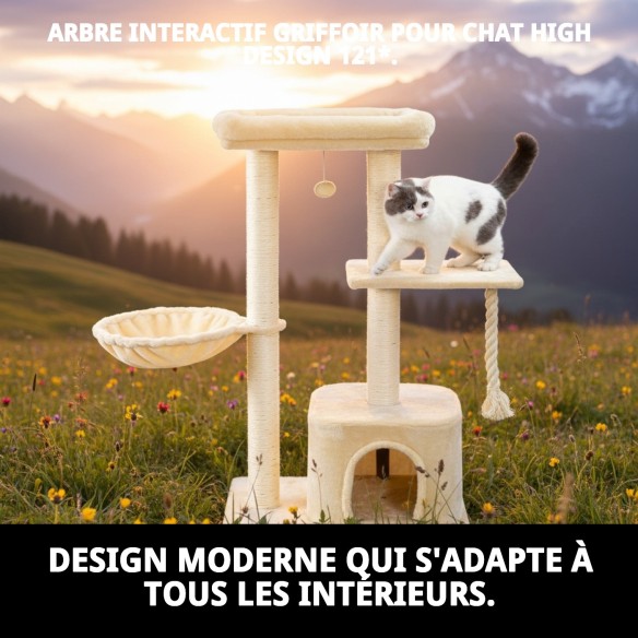 Griffoir pour chat Arbre interactif High Design 121 cm