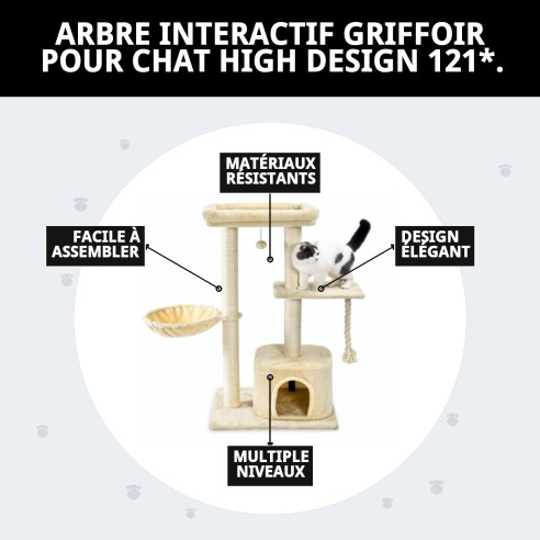 Griffoir pour chat Arbre interactif High Design 121 cm