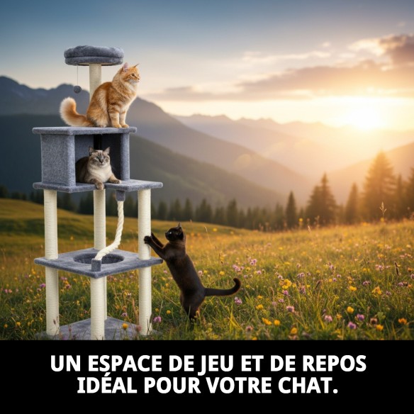 Arbre à chat interactif extra haut - Repos idéal