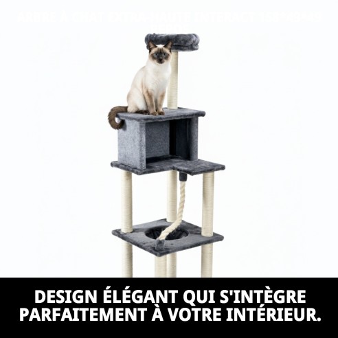 Arbre à chat interactif extra haut - Repos idéal