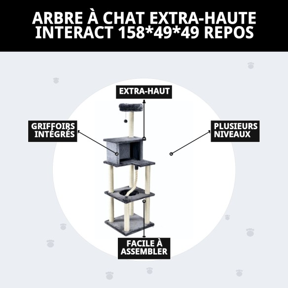 Arbre à chat interactif extra haut - Repos idéal