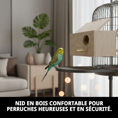 Nid en Bois pour Perruches 20x9,5x10,5 - Confort Idéal