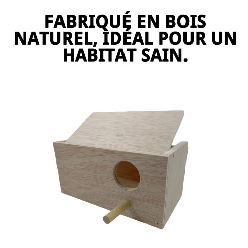 Nid en Bois pour Perruches 20x9,5x10,5 - Confort Idéal