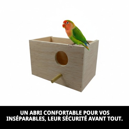 Nid d'Agapornis Horizontal en Bois - Confort pour vos oiseaux
