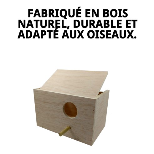 Nid d'Agapornis Horizontal en Bois - Confort pour vos oiseaux