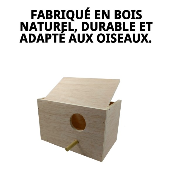 Nid d'Agapornis Horizontal en Bois - Confort pour vos oiseaux