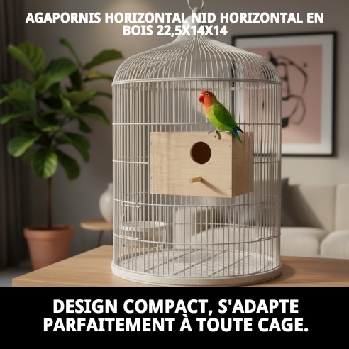 Nid d'Agapornis Horizontal en Bois - Confort pour vos oiseaux
