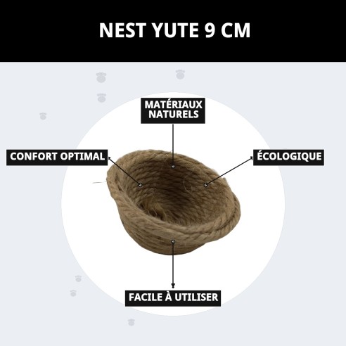Nid en Jute 9 cm pour Animaux de Compagnie - Confort Naturel
