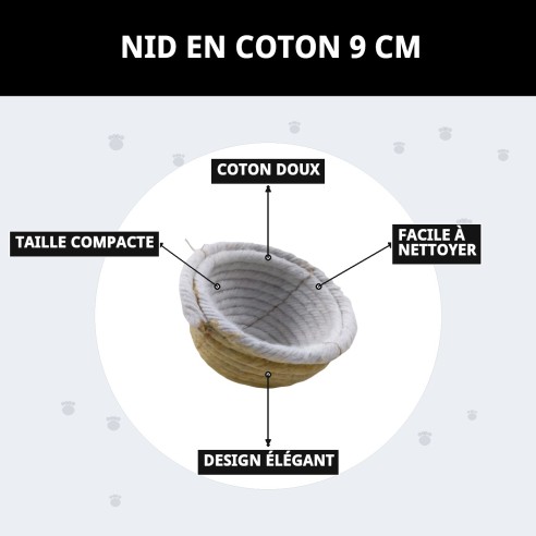 Nid en Coton 9 cm : Confort et Style pour votre Animal de Compagnie