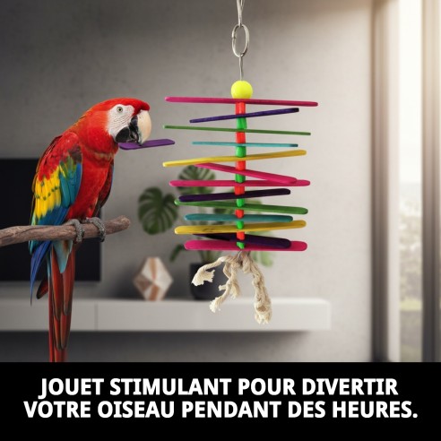 Jouet interactif pour oiseaux avec son et couleurs vives