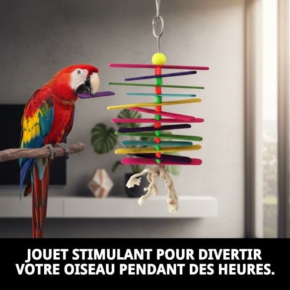 Jouet interactif pour oiseaux avec son et couleurs vives