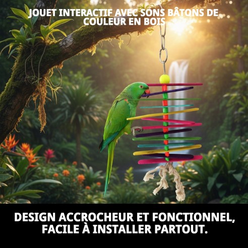 Jouet interactif pour oiseaux avec son et couleurs vives