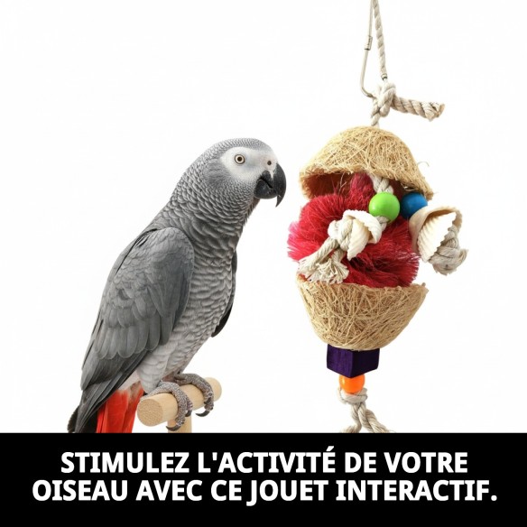 Jouet interactif en fibres naturelles pour oiseaux 15x9