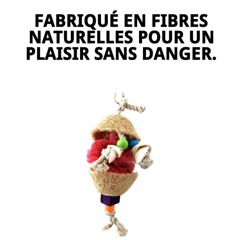 Jouet interactif en fibres naturelles pour oiseaux 15x9