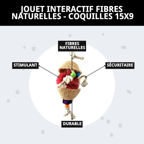 Jouet interactif en fibres naturelles pour oiseaux 15x9