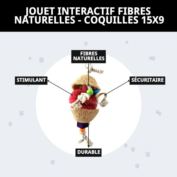 Jouet interactif en fibres naturelles pour oiseaux 15x9