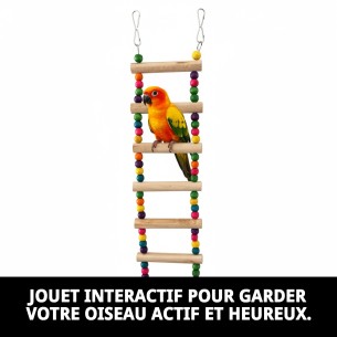 Jouet interactif échelle en bois pour oiseaux 2