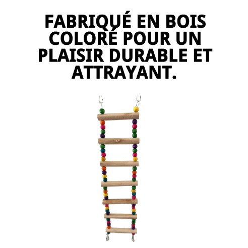Jouet interactif échelle en bois pour oiseaux