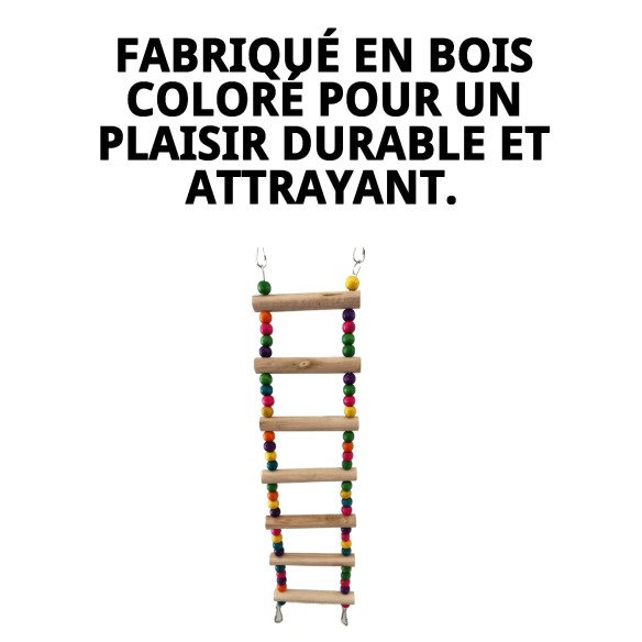 Jouet interactif échelle en bois pour oiseaux