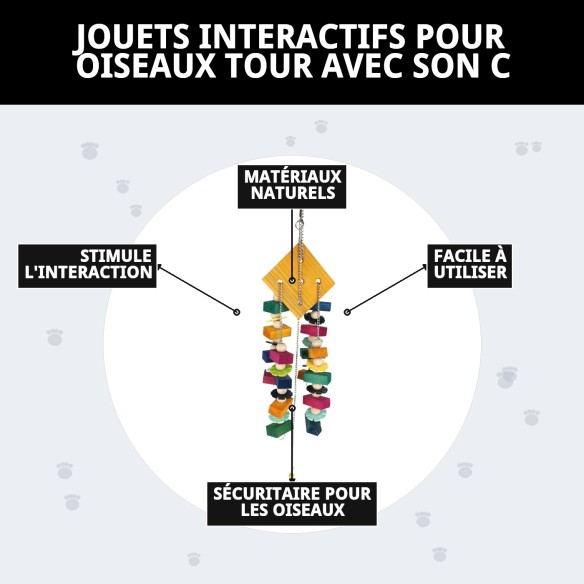 Jouet interactif pour oiseaux : tour avec son