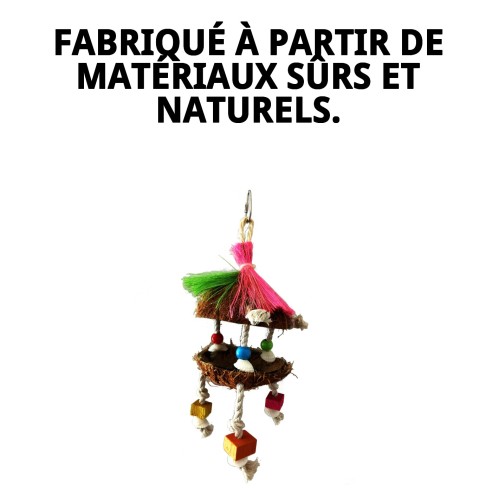 Jouet interactif Coco/Fibres/Coquillages pour oiseaux | Moly