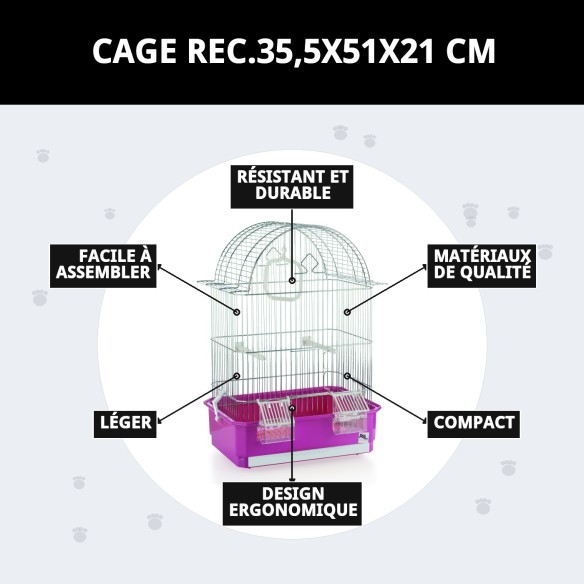 Cage Rec. 35,5x51x21 cm : Confort et Style pour Animaux de Compagnie