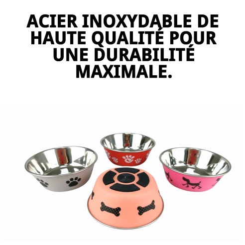 Bol anti-dérapant en acier Draw 14,5 cm pour chiens.