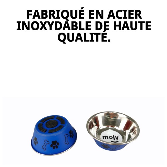 Bol anti-dérapant en acier inoxydable 10 cm | Moly