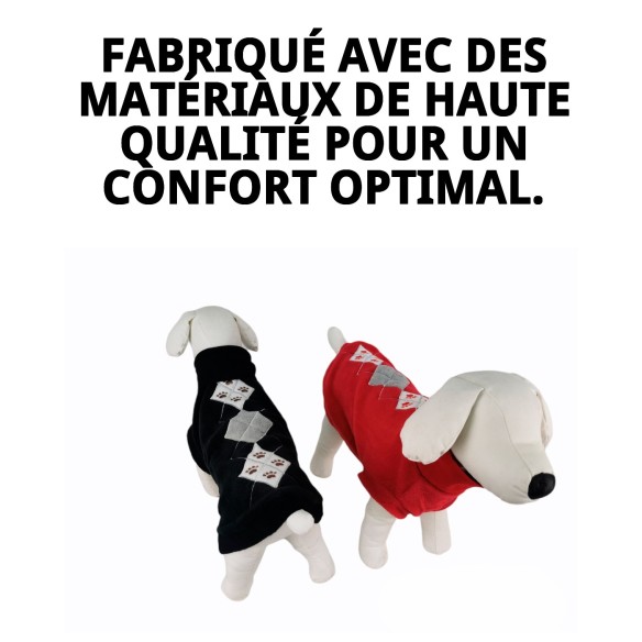 Pull design losanges 45 cm pour votre animal de compagnie élégant et confortable.