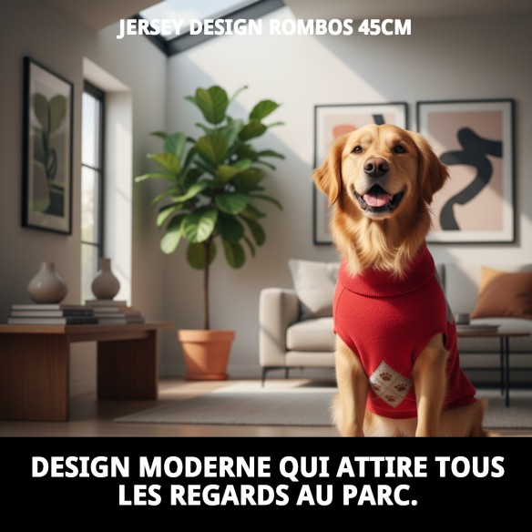 Pull design losanges 45 cm pour votre animal de compagnie élégant et confortable.