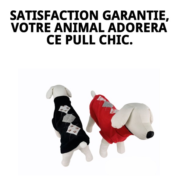 Pull design losanges 45 cm pour votre animal de compagnie élégant et confortable.