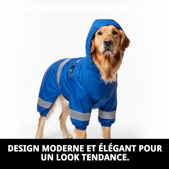 Imperméable réfléchissant avec capuche pour animaux de compagnie 45 cm