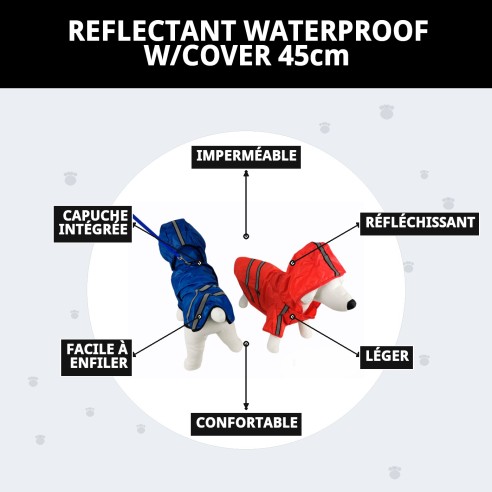 Imperméable réfléchissant avec capuche pour animaux de compagnie 45 cm