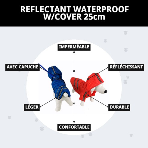 Imperméable Réfléchissant avec Capuche pour Chiens 25cm