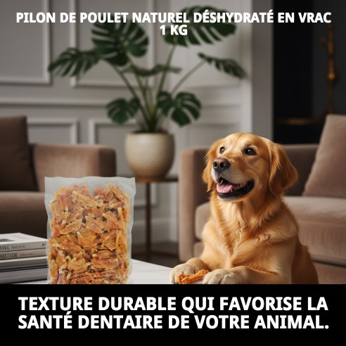 Bâton de Poulet Naturel Déshydraté 1kg pour Chiens