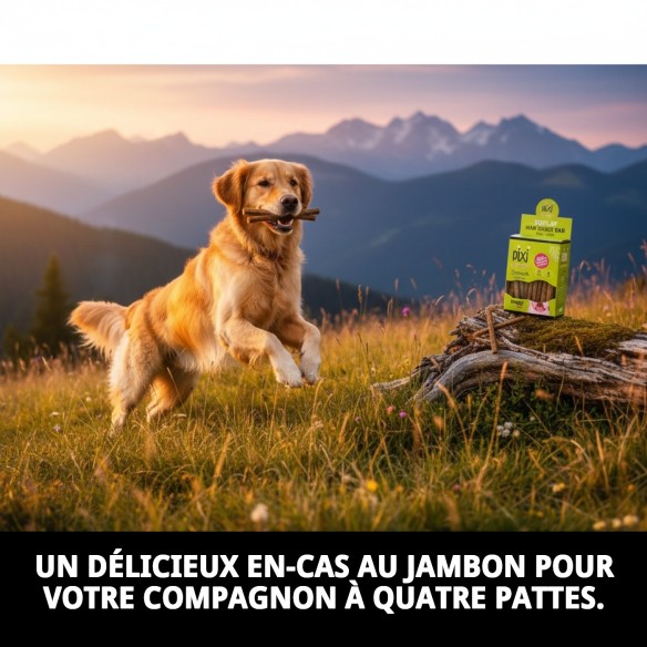 Exposant Barrette Snack Jambon 200g - 8 Unités pour Animaux de Compagnie