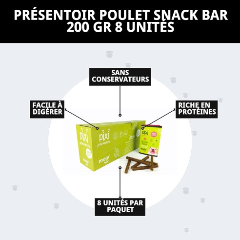 Exposant Barres Snack Poulet 200g - 8 unités délicieuses