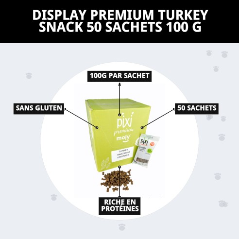 Snacks Premium pour Chiens Saveur Dinde - 50 Sachets 100g